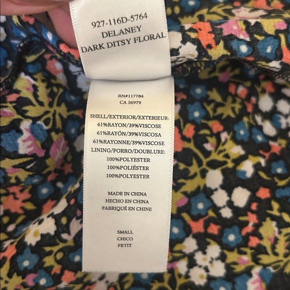 Rails Delaney Long Sleeve V-Neck Mini Dress in Dark Ditsy Floral Sz S - Picture 13 of 13